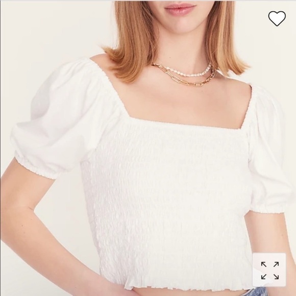 NWT J. Crew Top Smocked Broken In Jersey Crop in White AY449 - Picture 3 of 7